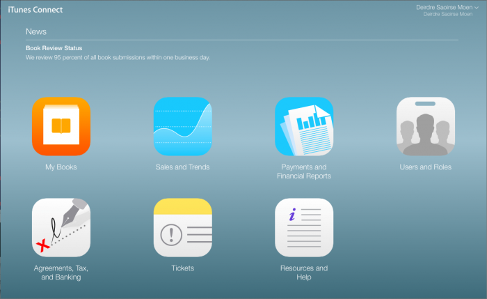 iBooks - iTunes Connect Home