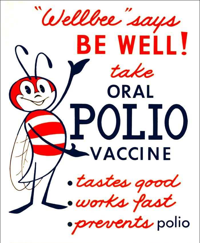 vintage poster encouraging polio vaccination for children